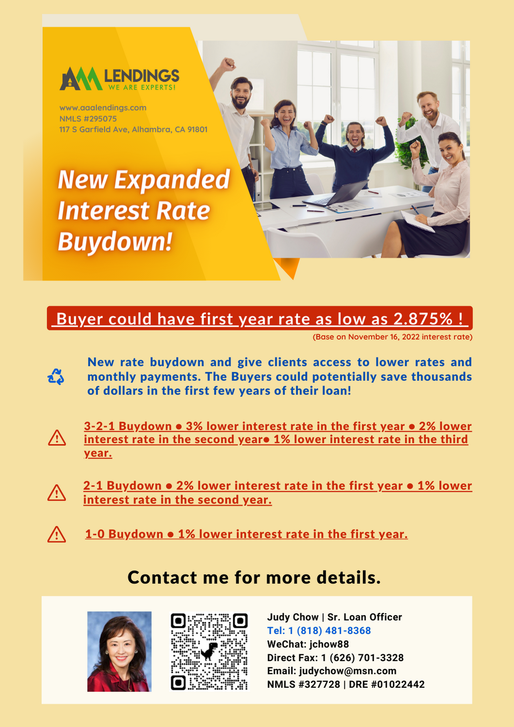 Judy ChowAAA LENDINGS AAA Capital Investment, Inc. 洛杉矶贷款银行,洛杉矶房贷,加州贷款